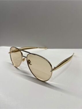 Men's Gold Aviator Sunglasses with Light Beige Lenses